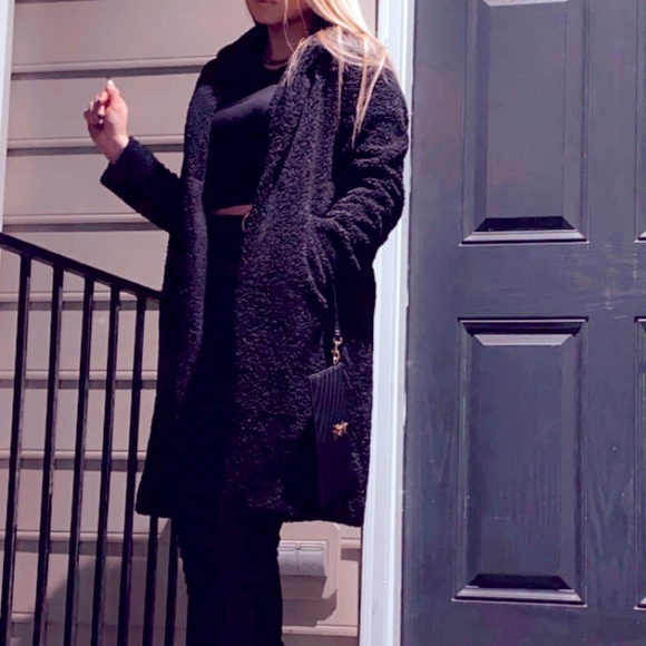 The Limited Jackets \u0026 Coats | New The Limited Long Teddy Coat | Color: Black | Size: M | Hottestitems's Closet